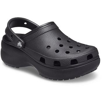 Crocs Classic Platform Clog Cierne - Damske Dreváky